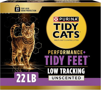 Purina Tidy Cats Performance Plus Feet Unscented Low Tracking, Clumping, Odor Control Kitty Litter   - 22 lb. Box