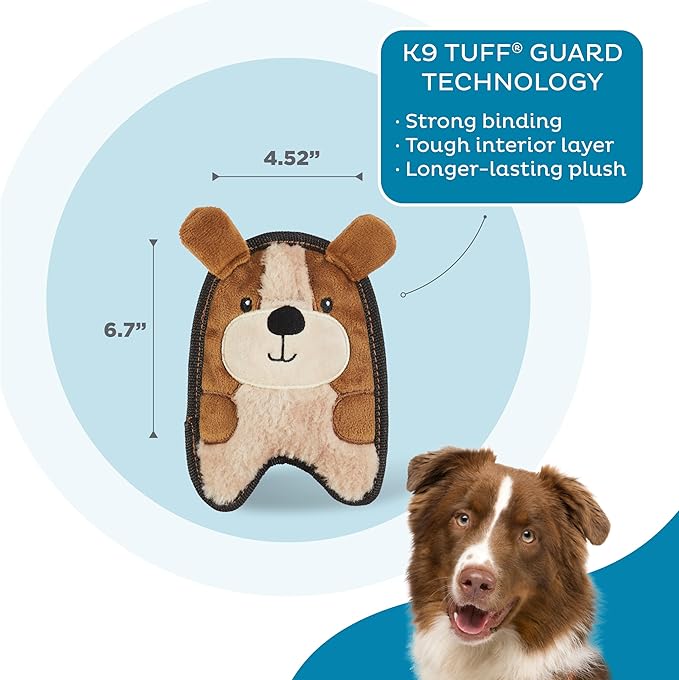 Outward Hound Durablez Tough Plush Squeaky Dog Toy, Puppy, Brown, XS