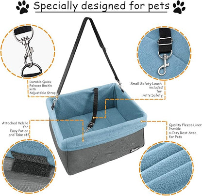 JESPET & GOOPAWS Dog Booster Seats for Cars, Portable Dog Car Seat Travel Carrier with Seat Belt for 24lbs Pets