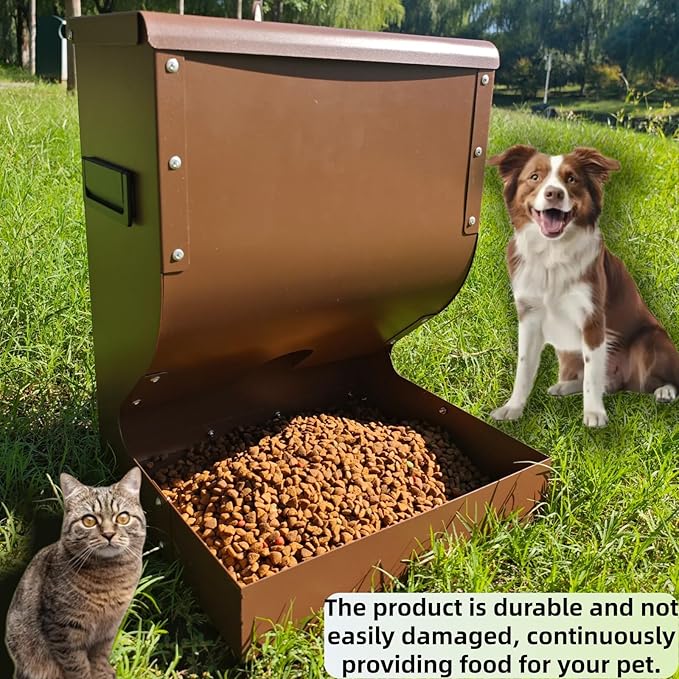 Automatic Dog Feeder Large Breed, 15lb Indoor/Outdoor Gravity Feeder for Dogs, Hanging Self Feeding Dispenser for Medium and Large Dogs, Cats, and Chickens