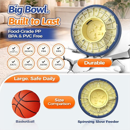 KADTC 5-60 Min Adjustable Slow Feeder for Dogs, Large Capacity 4-Cup Spinning Dog Puzzle Feeder, Anti-Gulping Treat & Food Dispenser, Mental Enrichment Toy, U.S. Brand & Design