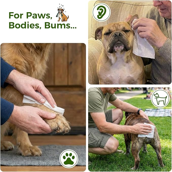 600 Count Dog Wipes, Pet Wipes for Dogs & Cats, Hypoallergenic, Fragrance-Free Grooming Wipes for Cleaning & Hydrating Paws, Body & Butt | Sensitive Skin with Aloe Vera - Unscented