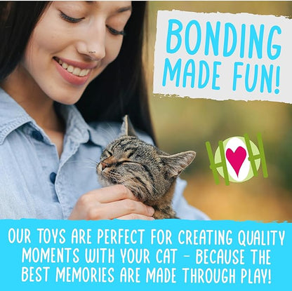 HuggleKats Cat Toys - Kitten Toys for Bored Indoor Cats, Perfect for Moving, Exercise, Biting & Chewing - Bindies (2 Pack)