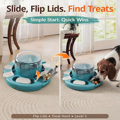 KADTC 2 Levels of Challenge - Dog Puzzle Feeder Toy - U.S. Brand - Design Push-to-Release Treat Dispenser for Small Medium Large Dogs Boredom Buster, Puppy Mental Stimulation Enrichment Puzzles Toys