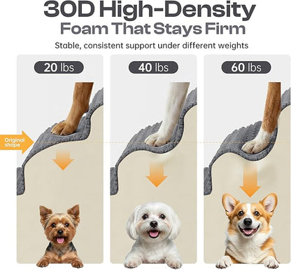 Extra Wide 4-Step Dog Stairs for Bed & Couch 18" H, More Stable Non-Slip Pet Steps with Balanced Foam Structure and Gentle Slopes, Stylish Indoor Dog Steps for Small & Medium Dogs, Gray