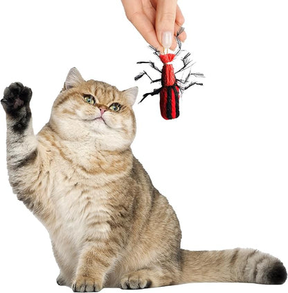 2 Inch Handmade Cat Toy Teaser Wand Refill Beetle - Red Natural Material Toys, Hunting Instinct Play, Interactive Exercise Attachment Set for Indoor Cats