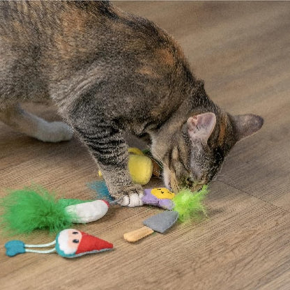 Catstages Garden Fur-Ends Interactive Catnip Toys 6 Pk with Feathers, Crinkle