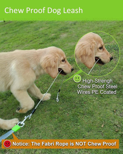 26FT Heavy Duty Retractable Dog Leash with 2 Chew Proof Wire Ropes, 360° Tangle-Free Double Dog leashes with Anti-Slip Handle for Small/Medium/Large Dogs