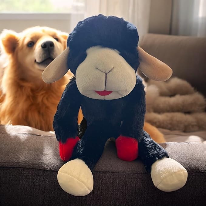 Multipet 14" Black Lamb Chop Plush Dog Toy with Squeaker – Soft and Durable Pet Companion