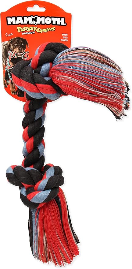Mammoth Pet Products Flossy Chews Color Rope Bone-Premium Cotton-poly Rope Toy for Dogs-Bone Dog Rope Toy-Interactive Dog Tug Toy-Tug Dog Chew Toy for Large-X-Large Dogs-Colossal 19”,beige(20066F)