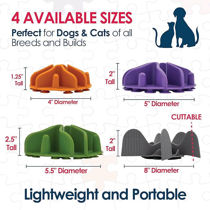 Palz&Co Paw Puzzles Slow Feeder Dog Bowl Insert - 4" Round Silicone Insert for Small Pet Bowls, Orange - Promotes Healthier Eating & Mental Stimulation, Dishwasher Safe