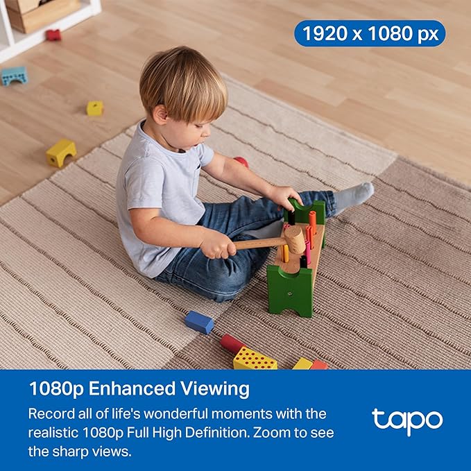 Tapo 1080P Indoor Pan/Tilt Wired Security Camera - Works as a Baby & Pet Monitor, Motion Detection, 2-Way Audio, Siren, Night Vision, Subscription-Free Local Storage or Optional Cloud, Black, C201