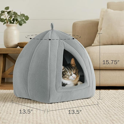 PETMAKER Indoor Cat House with Removable Foam Cushion for Cats, Kittens, Small Dogs & Small Pets, Plush Pet Bed Crate Tent Hideaway with Cozy Soft Interior, Small Animal Sleep & Rest Space