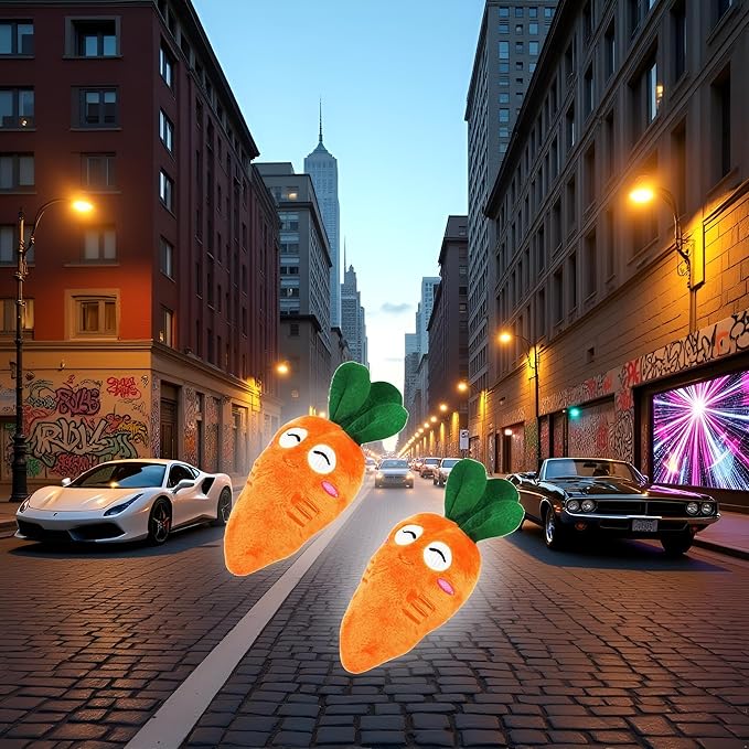 2Pcs Orange Soft Puppy Pet Supplies Cute Carrot Plush Chew Squeaker Sound Squeaky Toys for Dog Cat Birthday Xmas Pet Squeak Toy Gifts