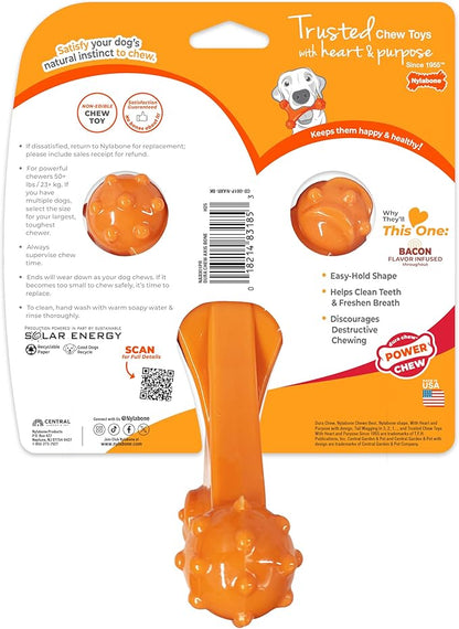 Nylabone Power Chew Axis Bone Chew Toy for Dogs, Dog Toys for Aggressive Chewers, Bacon Flavor, X-Large/Souper - 50+ lbs. (1 Count)
