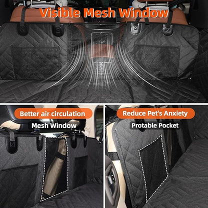 MIROZO Dog Seat Cover for Back Seat, 600D Heavy Duty Back Seat Extender for Dogs,Waterproof Pet Seat Protector with 3-Fold Bottom, Large Space Travel Bed Extender for Mid-Size SUV & Small Truck