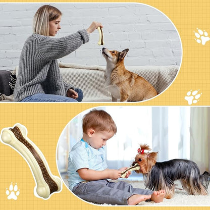 Sosation 6 Pcs Dog Toys for Aggressive Chewers Christmas Nylon Beef Flavor Bones Tough Puppy Teething Toys Puppy Chew Bones for Large Medium Small Breed Dogs Puppies(Small)