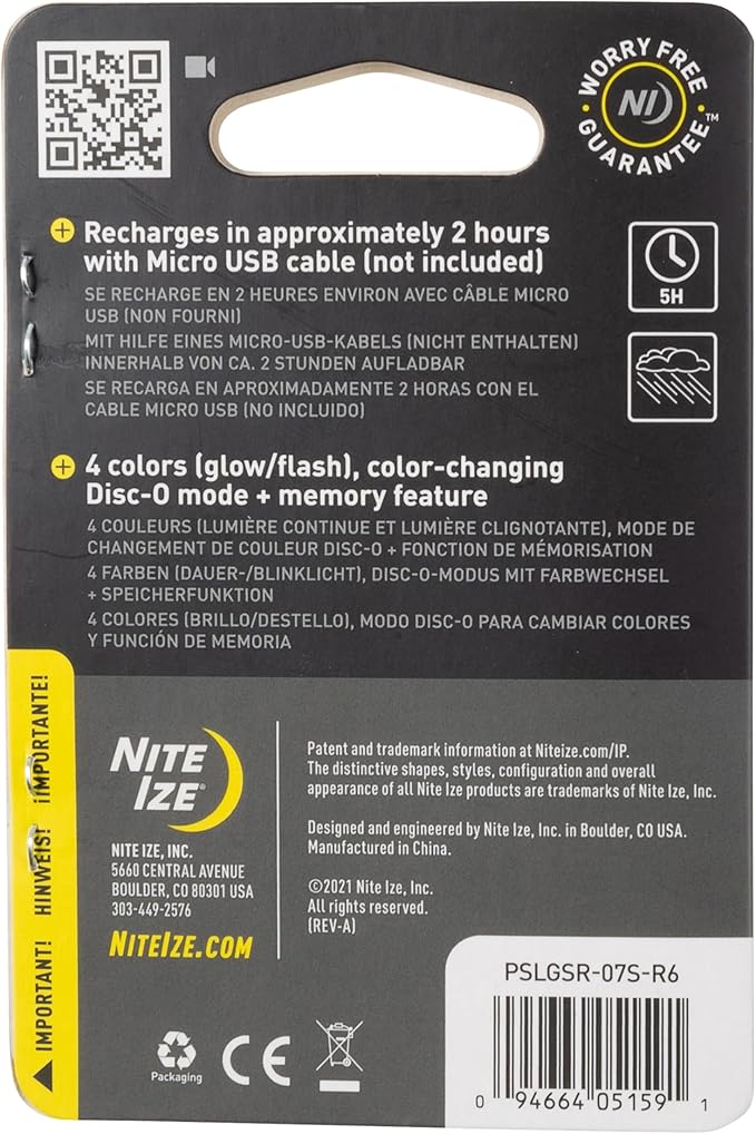 Nite Ize SpotLit Rechargeable Collar Light - Disc-O Tech - Clip-On Pet Accessory for Nighttime Visibility - Color-Changing LED - Stainless Steel Carabiner Clip - Weather-Resistant