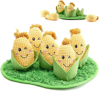 Squeaky Dog Toys for Snuffle Plush Stuffed Puppy Toy Treat Hide for Large, Medium, Small Dogs and Puppies Slow Feeder, Machine Washable, Toys for Dogs to Keep Them Busy, Corn Maze