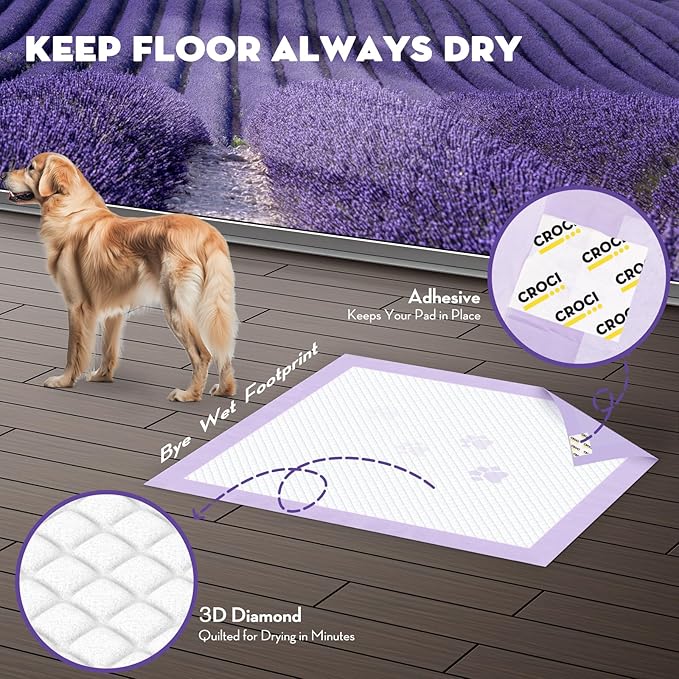 CROCI Dog Pads Extra Large 28x44in, Puppy Pads with Adhesive Tabs Super Absorbent Up to 12 Cups, Disposable (30 Counts)