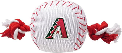 MLB ARIZONA DIAMONDBACKS Baseball Rope Toy for DOGS & CATS. Tough nylon, Sporty Baseball Design, Heavy-duty ropes with Inner SQUEAKER