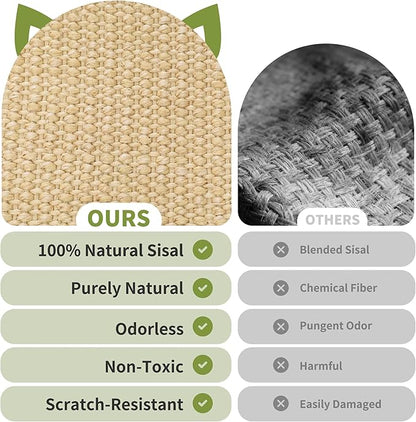 HOTEAGLE Cat Hammock Bed for Indoor Cats, Upgrated Support Rods, Ideal for Cats/Bunny/Puppy, Place Living Room, Bedroom, Couch, Thicken Sisal Pet Chair Lounger for Two Cats