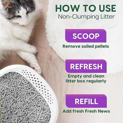 Fresh News Recycled Paper Multi-Cat Pellet Non-Clumping Paper Cat Litter, 25 Pound, 2X Odor Control, Made in USA