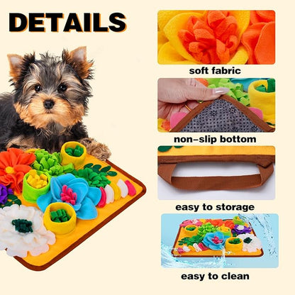 Snuffle Mat for Dogs, Sniff Mat Slow Feeding Mat for Small Pets Cats, Rabbits - Help Stress Relief and Training - Stimulate Your Pet's Foraging Skills! (Orange)