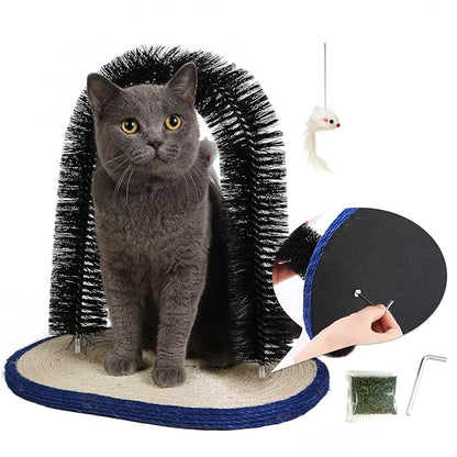 [Upgraded Version] Pehum Anti Fall Down Cat Arch Self Groomer and Massaging Brush for Indoor Cats,Cat Scratching Pads,Cat Toys (M: Brush Height：13.4")