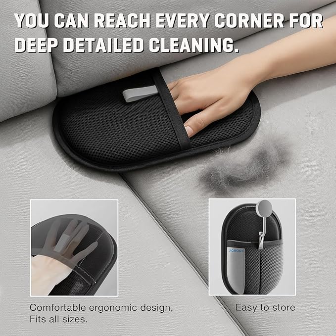 Pet Hair Removal Glove for Cats & Dogs, Upgraded Electrostatic Reusable Pet Hair Remover Tool, Magic Fur Removal Mitt for Laundry, Couch, Carpet, Car Seat, Pet Grooming Gloves (1)