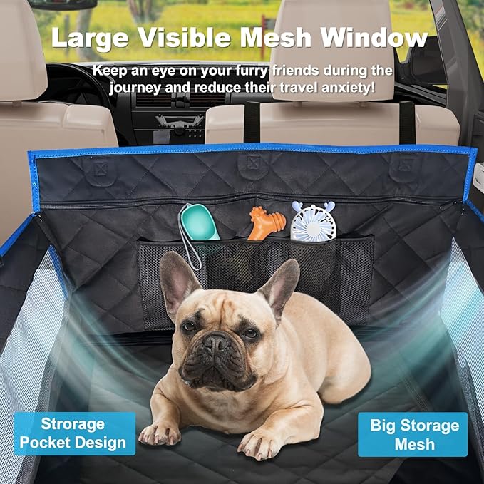 Back Seat Extender for Dogs (Black Blue M)