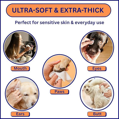Aurora Pet Grooming Wipes – 400 Extra-Large Wipes for Dogs & Cats | Plant-Based, Hypoallergenic & All-Natural | Alcohol, Paraben & Sulfate-Free | Unscented