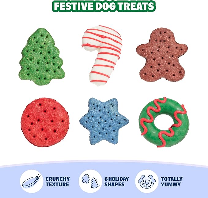 Barkbox Dog Advent Calendar – Holiday Gift Box with 8 Festive Plush Dog Toys & 16 Bakery-Style Treats – Squeaky, Fluffy & Crunchy Surprises for Small to Large Dogs