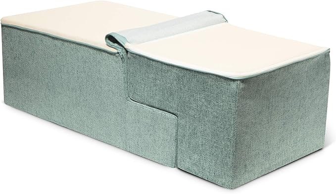 Best Pet Supplies Dog Stairs & Steps - Foam Steps for Small Dogs & Cats, Non-Slip Indoor Balanced Pet Step Support, Dog Ramp, No Assembly, Pale Teal, Foldable 4-Step (22-inch Height)