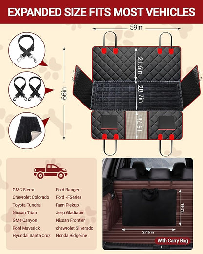 Dog Car Seat Cover for Back Seat, New Upgraded Heavy Duty Dog Car Seat Cover, Waterproof and Wear-Resistant Bench Back Seat Cover with Non-Slip Pad, 66"x60"Size Fits Cars, Trucks, SUVs