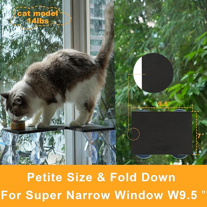 9.5"x7" Petite Cat Window Step (1pc),Leading Cat Easy Climb Up to Higher Large Perch or Safty Down to Windowsill,Durable Small Stair Ladder for Creating Vertical Playground on Window or Door