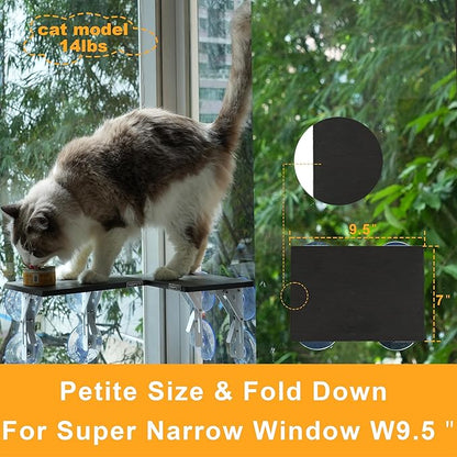 9.5"x7" Petite Cat Window Step (1pc),Leading Cat Easy Climb Up to Higher Large Perch or Safty Down to Windowsill,Durable Small Stair Ladder for Creating Vertical Playground on Window or Door