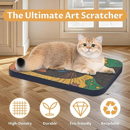 2 Pack Art Cat Scratcher, Wall-Mountable Cat Scratch Pad, Cat Wall Scratcher 16.7x11x1 Inch Cat Scratching Board for Indoor Cats Toy (MagicCat)