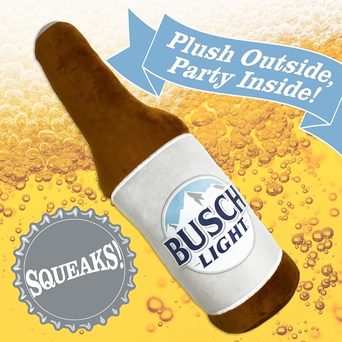 design LAB, Inc. Busch Light Beer Dog Toy | Official Merchandise Beer Bottle Squeaky Plush Toy for Dogs | 17 inch XL Extra Large Novelty Dog Toys for Fun and Fetch