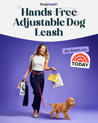 Hands-Free Dog Leash Training Running Snapleash, Waist & Shoulder Lead for Walking, Traffic Lead, Dual Pet Leash Adjustable for Large, Medium and Small Dog Breeds (RED, Large (1in x 7.5ft))
