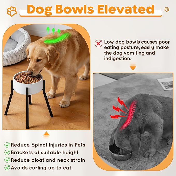 Raised Dog Bowl Stand Medium-Sized Dogs with Adjustable Width (7.9-11"),Single Food and Water Stand Feeder(Bowls Not Included)