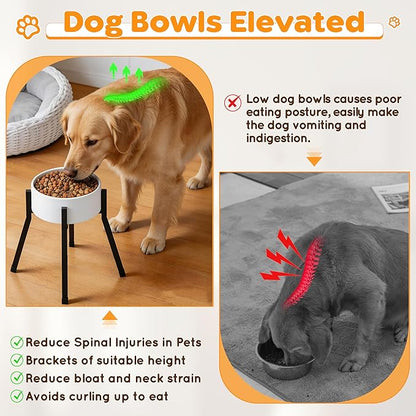 Raised Dog Bowl Stand Medium-Sized Dogs with Adjustable Width (7.9-11"),Single Food and Water Stand Feeder(Bowls Not Included)