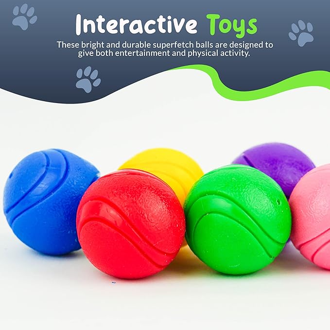 SuperFetch Dog Balls 1.5 Inch - Squeaky Dog Toys for Small Dogs and Puppies - Rubber Balls for Fetch, Training, Teething, Boredom and Solo Play - 12 Pack