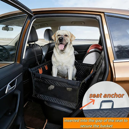 Waterproof Dog Car Seat Cover, Back Seat Extender for Large Dogs, Thickened Mesh Pet Car Seat with Storage Basket, Universal Fit