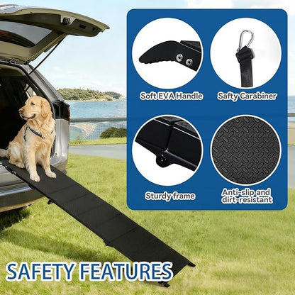 Dog Ramp for Car 71" X 17.6" Extra Long Folding Aluminum Pet Ramp for Large Dogs up to 250 LBS, Portable Waterproof Dog Ramps for SUV Truck and High Bed