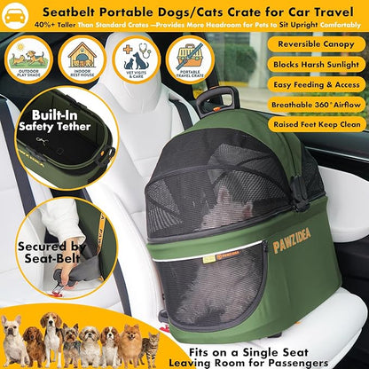 PAWZIDEA Double Pet Stroller with 2 Detachable Carrier, Lightweight Portable Travel Crate & Car Seat Combo & TSA-Approved Expandable Carrier, Foldable Jogger Stroller for 2–4 Cats or Small/Medium Dogs
