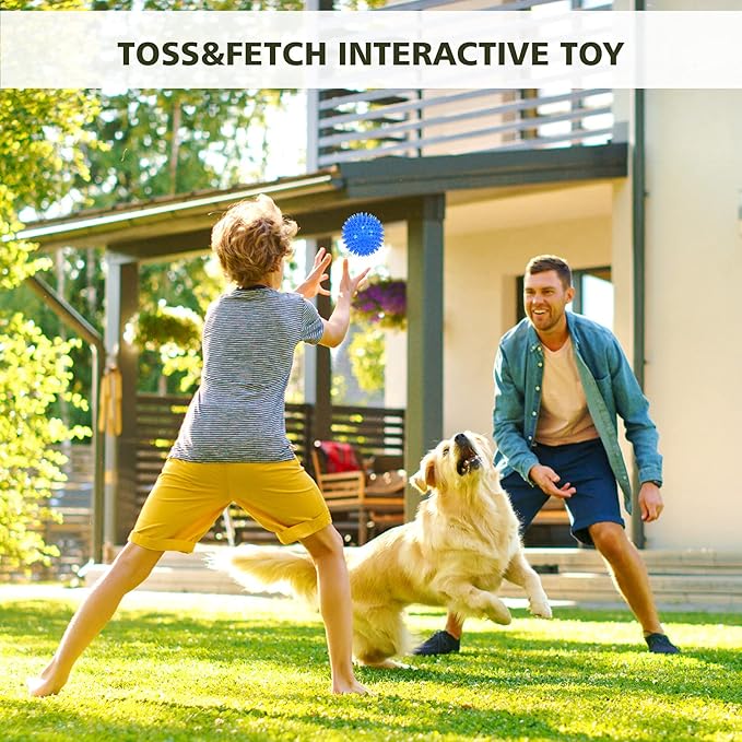 petizer 3-Pack 3.5” Squeaky Dog Toy Balls, Floating Dogs Pool Balls, Dog Spiky Balls, Interactive Fetch Toys for Puppy, Dog Chew Toys - Safe, BPA Free