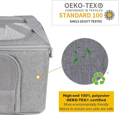 Large Cat Carrier Soft Side Pet Carrier for Kitten Puppy Collapsible Travel Small Dog Carrier Backpack TSA Airline Approved Pet Carriers for Under 20 lbs, Gray