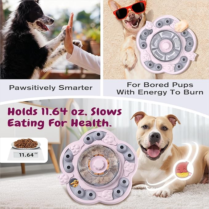 KADTC 3 Levels of Step-by-Step Challenge,Large Size,Dog Puzzle Feeder Toy - U.S. Brand & Design,Spin-to-Release Treat Dispenser For Dogs Boredom Toys Mental Stimulation Enrichment Slow Feeding Puzzles