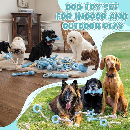 Shappy 40 Pcs Dog Chew Toys for Puppy Dog Toy Bulk Small Dogs Chew Toy for Teething, Relieves Teething Anxiety, Soft & Durable Interactive Toys for Outdoor Play Accessories, Not for Heavy Chewer(Blue)